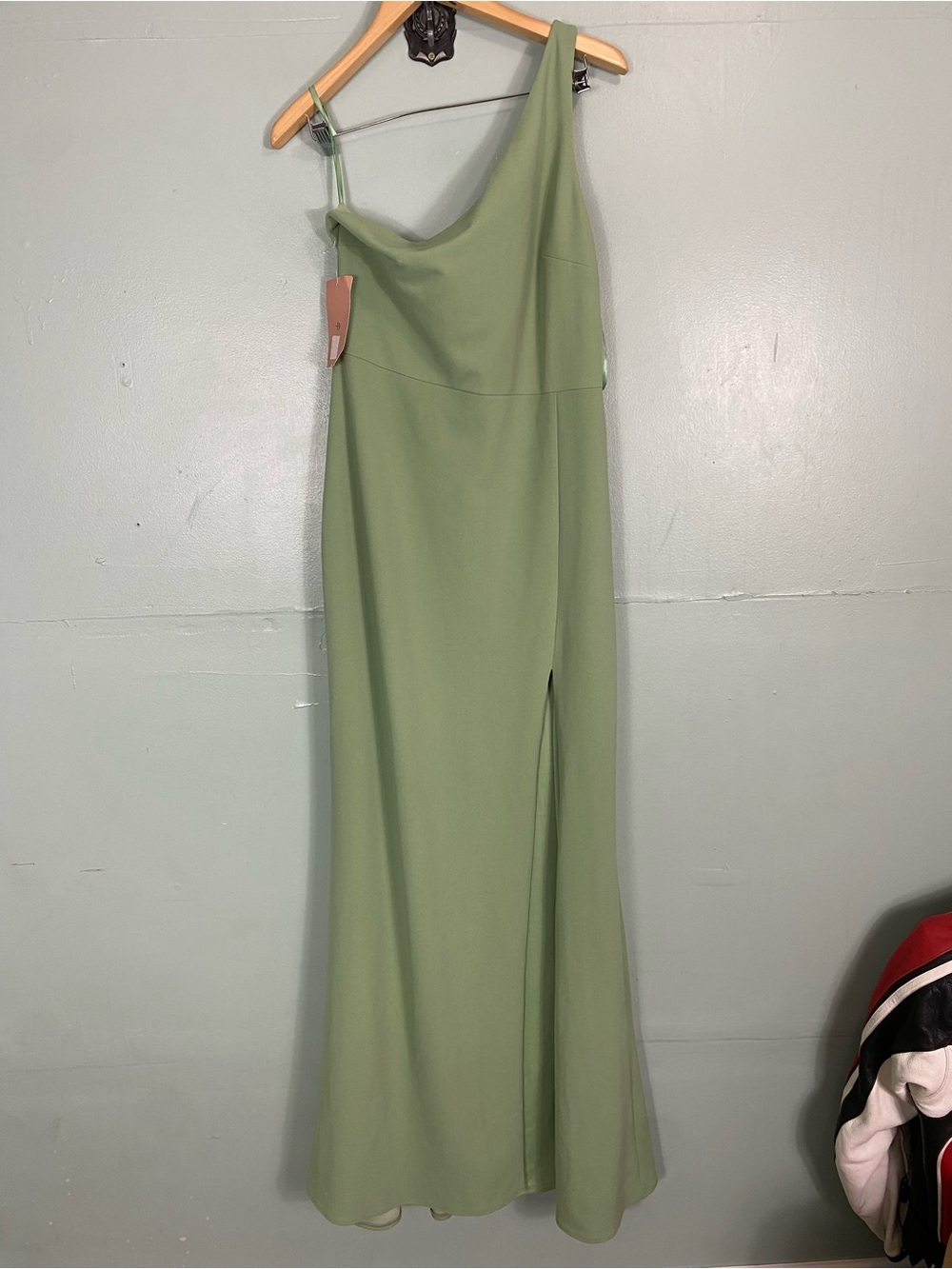 BHLDN Dylan One Shoulder‎ Side Slit Crepe Gown Maxi Dress Medium